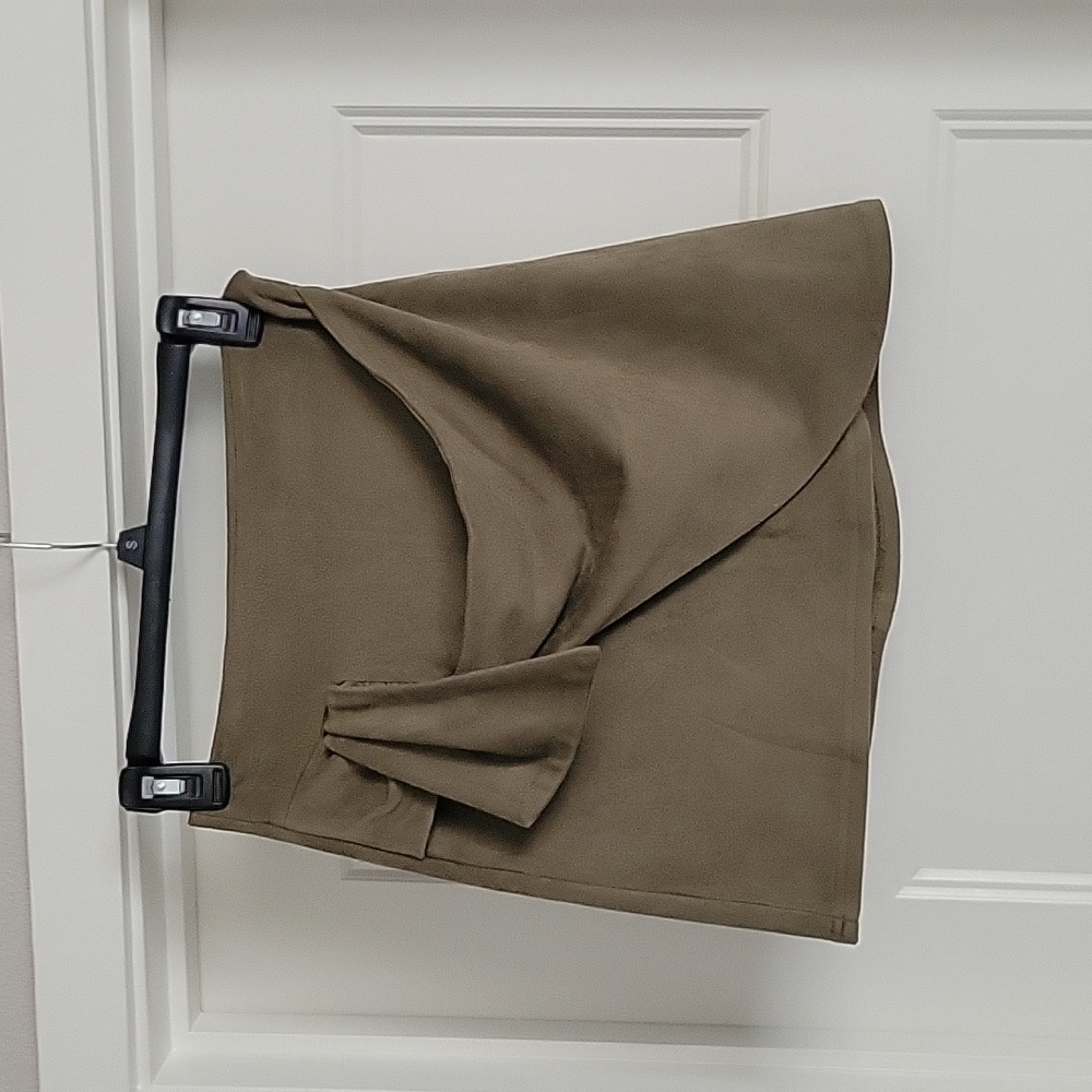 Olive green faux wrap skirt